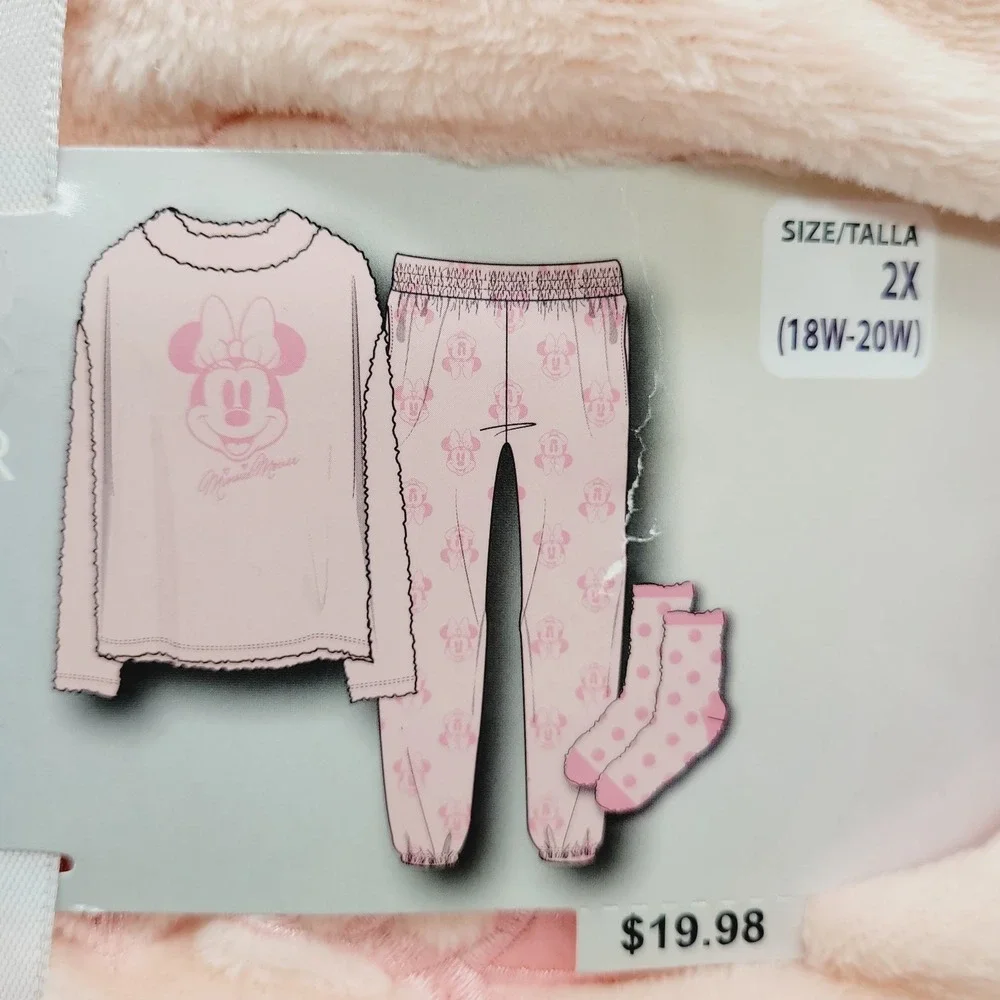 NEW Disney Women's Minnie Mouse Sleepwear Gift Set W/ Socks Size 2x (18W - 20W) - Picture 3 of 8
